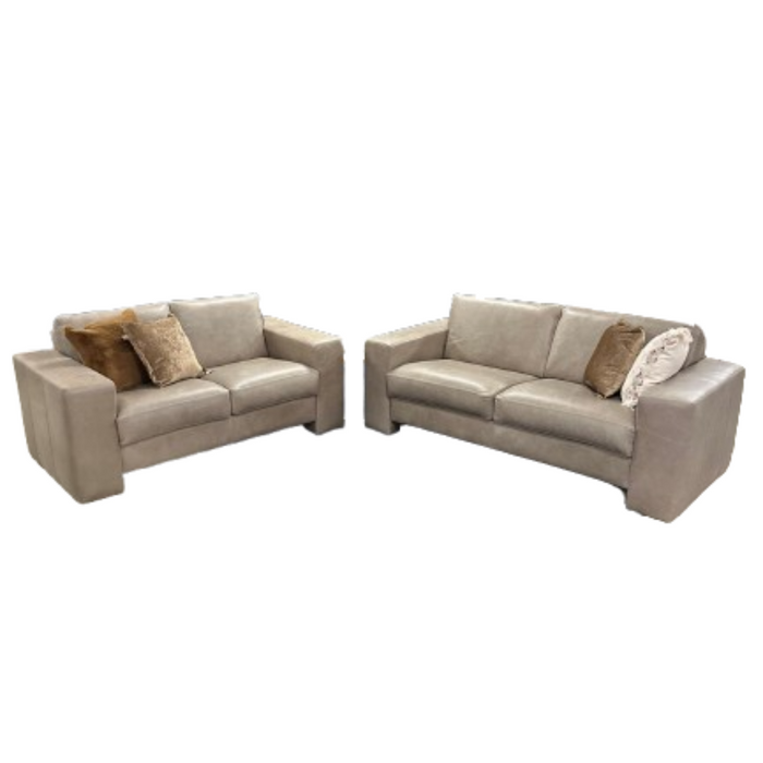 Bankstel open leer taupe