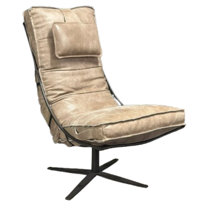 Draaifauteuil Junius - Open leer taupe