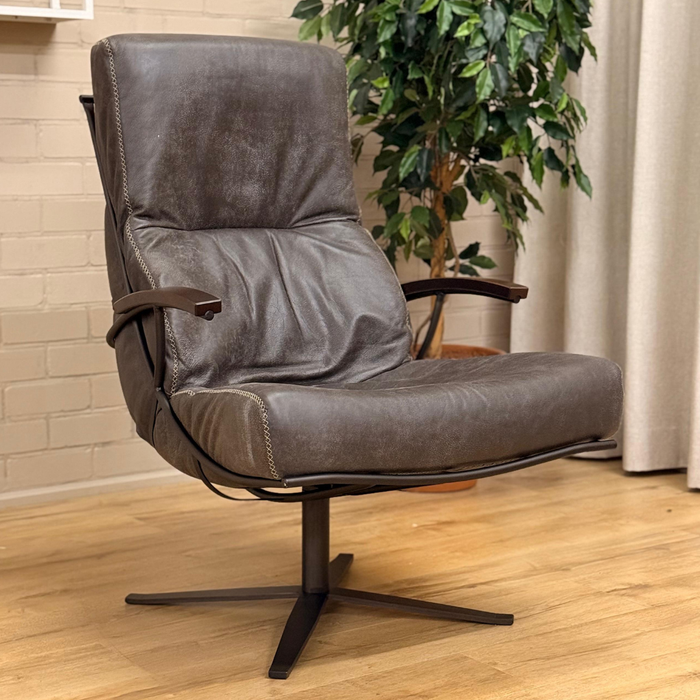 Draaifauteuil Erika - Open leer donkerbruin