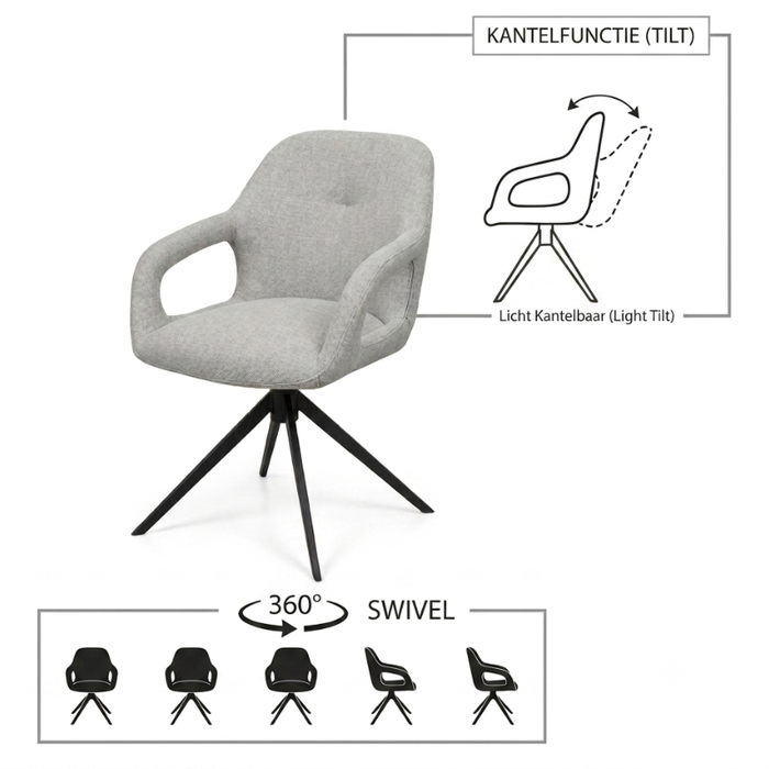 Eetkamerstoel Movella - Draai- & Kantelfunctie