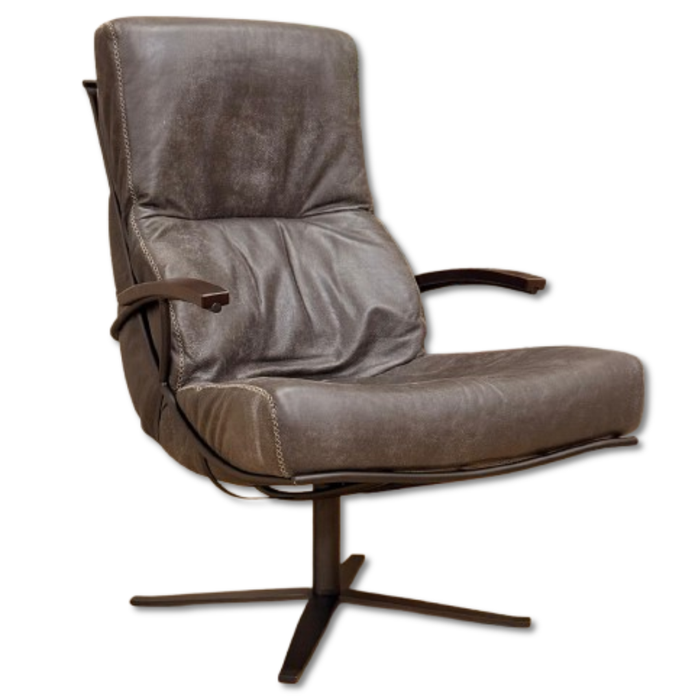 Draaifauteuil Erika - Open leer donkerbruin