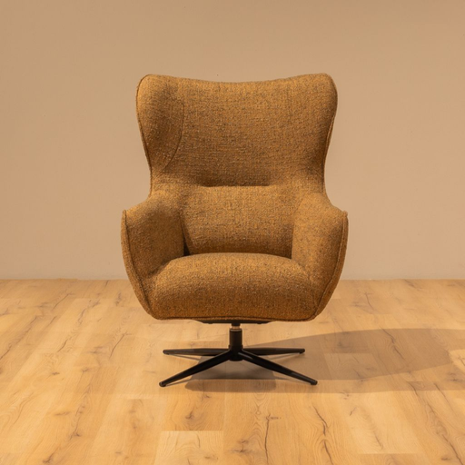 Vooraanzijde van oorfauteuil Thomas met draaivoet