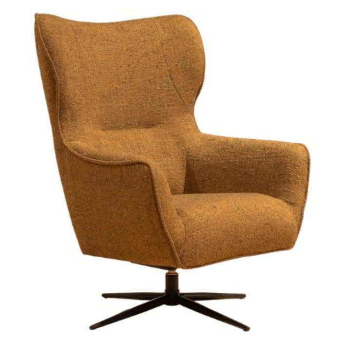Oorfauteuil Thomas met draaifunctie, verkrijgbaar in diverse stoffen en kleuren met keuze uit 5 pootkleuren