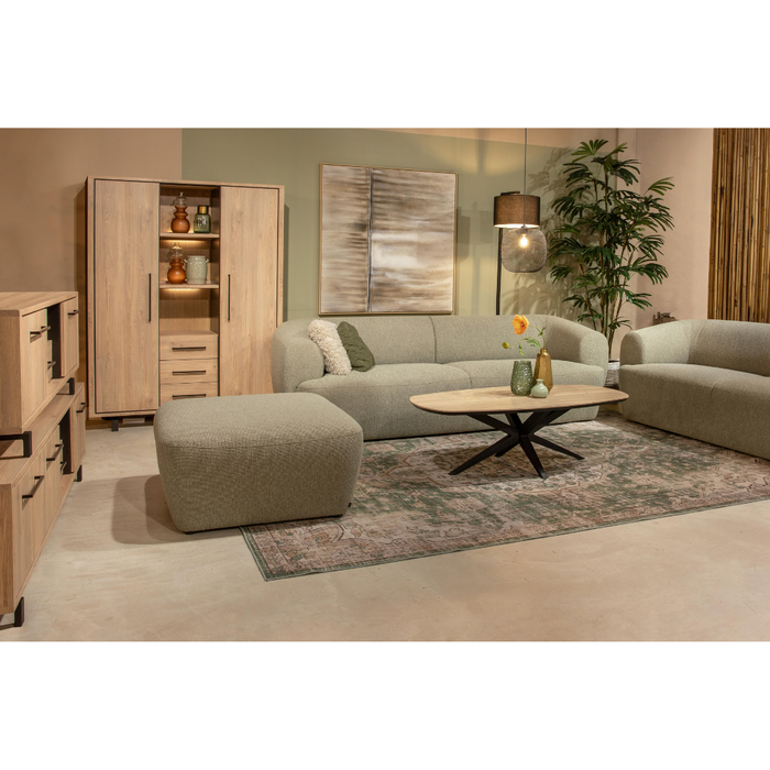 Wandkast Abbey 2 Deuren 3 Lades 3 Open Vakken - Old Oak