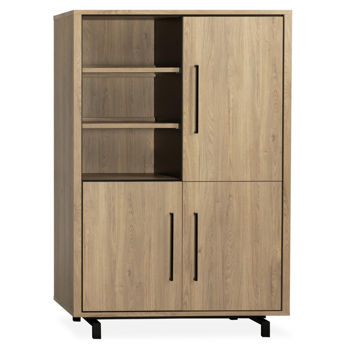 Wandkast Abbey 3 Deuren 3 Open Vakken - Old Oak