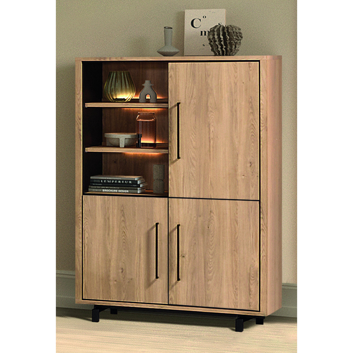 Wandkast Abbey 3 Deuren 3 Open Vakken - Old Oak