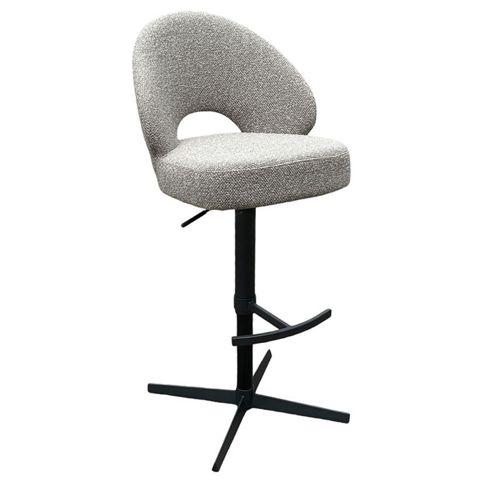 Barkruk Saint Tropez van LABEL51 in Mushroom Royal Boucle met zwart metalen onderstel bij Seinen Nieuwleusen