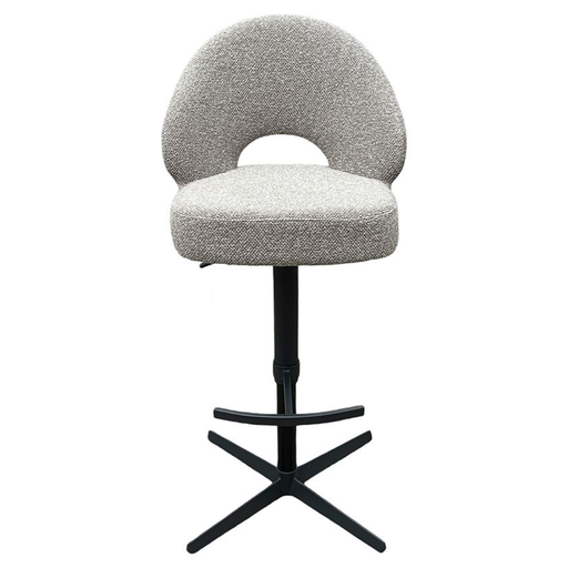 Barkruk Saint Tropez van LABEL51 in Mushroom Royal Boucle met zwart metalen onderstel bij Seinen Nieuwleusen vooraanzicht