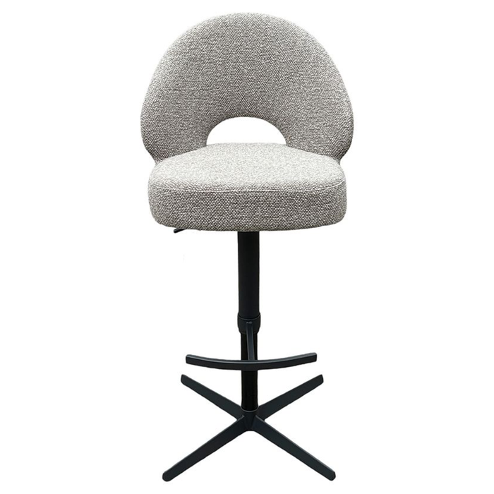 Barkruk Saint Tropez van LABEL51 in Mushroom Royal Boucle met zwart metalen onderstel bij Seinen Nieuwleusen vooraanzicht