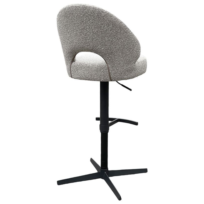 Barkruk Saint Tropez van LABEL51 in Mushroom Royal Boucle met zwart metalen onderstel bij Seinen Nieuwleusen rug