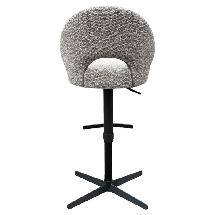 Barkruk Saint Tropez van LABEL51 in Mushroom Royal Boucle met zwart metalen onderstel bij Seinen Nieuwleusen achterkant