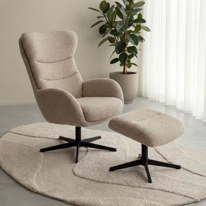 Draaifauteuil Malmo + Hocker | LABEL51
