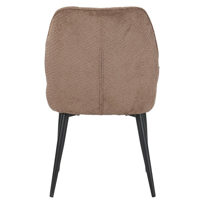 Rug eetkamerstoel Liam van LABEL51 in Naturel Egon met taupe metalen onderstel bij Seinen Nieuwleusen
