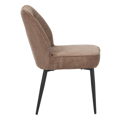 Zijaanzicht eetkamerstoel Liam van LABEL51 in Naturel Egon met taupe metalen onderstel bij Seinen Nieuwleusen