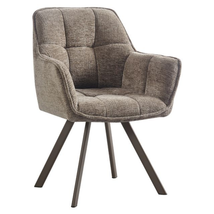Eetkamerstoel Riley van LABEL51 in Retro Taupe Tresor met brons metalen onderstel bij Seinen Nieuwleusen