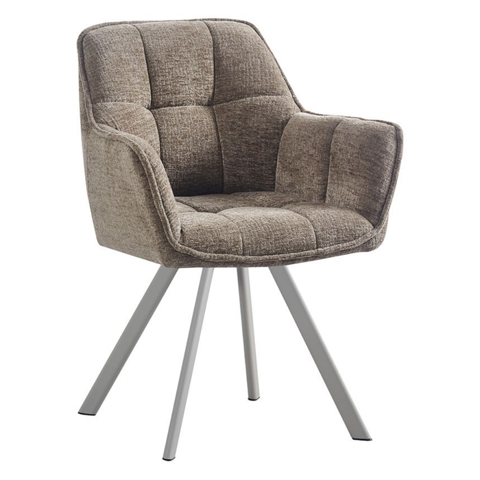 Blokstiksel eetkamerstoel Riley van LABEL51 in Retro Taupe Tresor met retro taupe metalen onderstel bij Seinen Nieuwleusen