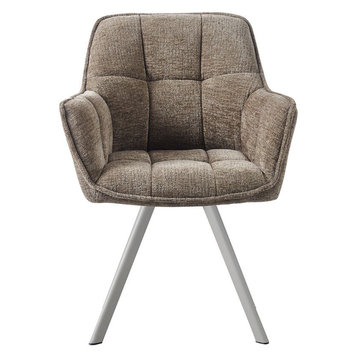 Vooraanzicht eetkamerstoel Riley van LABEL51 in Retro Taupe Tresor met retro taupe metalen onderstel bij Seinen Nieuwleusen