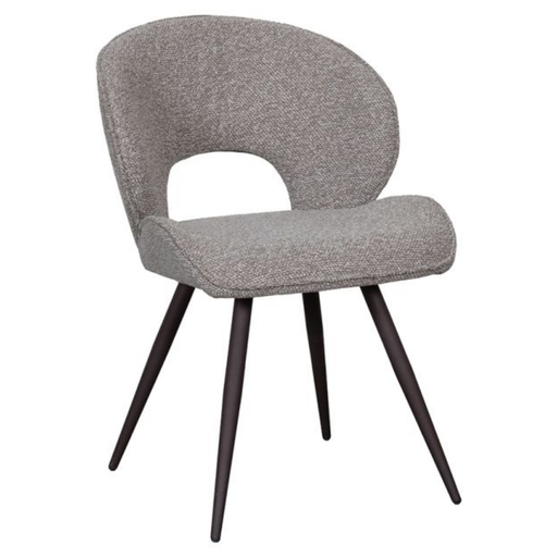 Eetkamerstoel Sakura van LABEL51 in Mushroom Royal Boucle met brons metalen onderstel bij Seinen Nieuwleusen