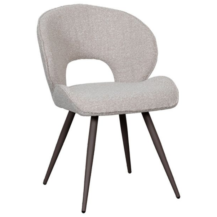 Eetkamerstoel Sakura van LABEL51 in Naturel Royal Boucle met brons metalen onderstel bij Seinen Nieuwleusen
