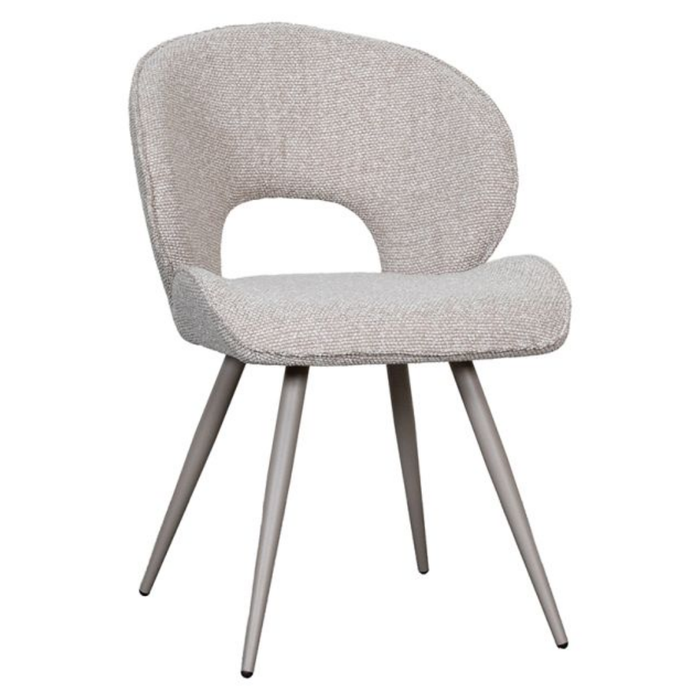 Eetkamerstoel Sakura van LABEL51 in Naturel Royal Boucle met taupe metalen onderstel bij Seinen Nieuwleusen