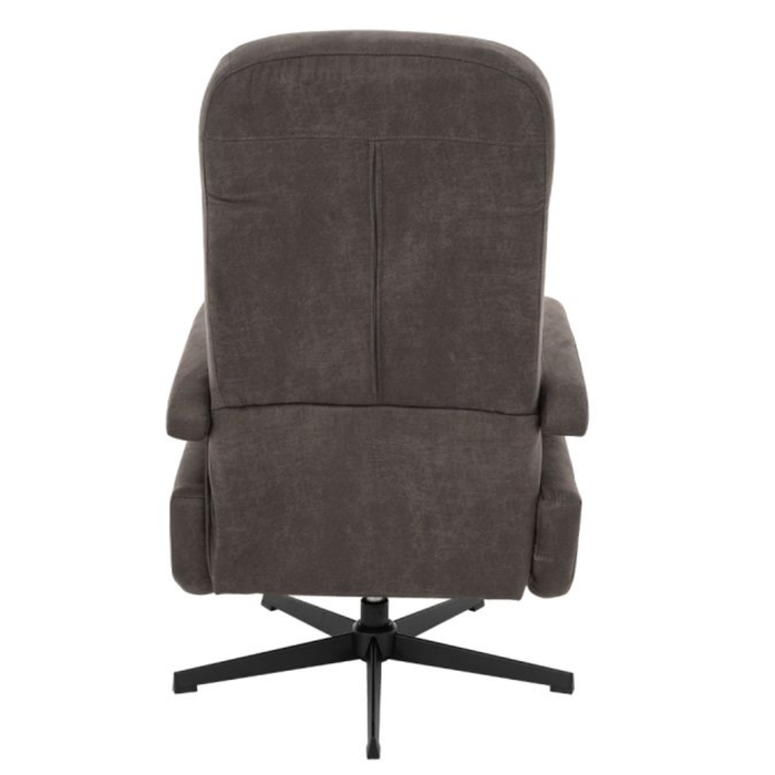 Achteraanzicht relaxfauteuil Esbjerg met achterover geklapte rugleuning en omhoog gekomen voetsteun