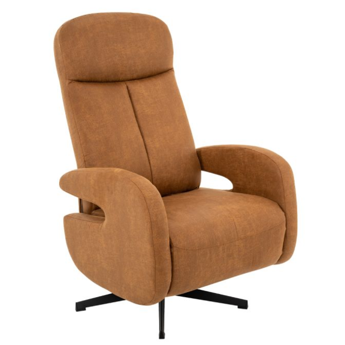 Relaxfauteuil Esbjerg van LABEL51 in Micro Suede cognac bij Seinen Nieuwleusen